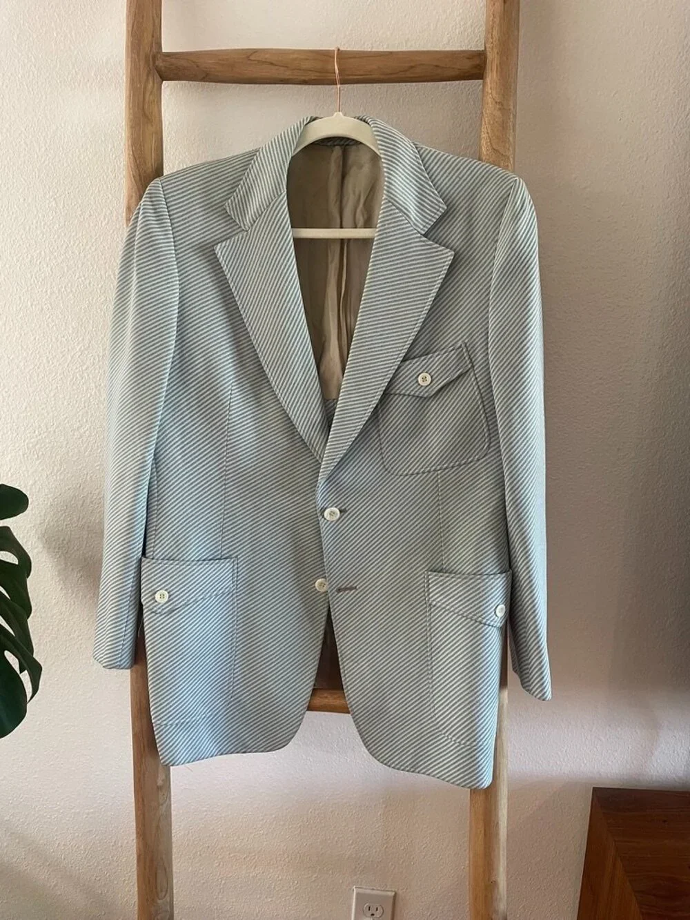 Greene's Fashions by Jose Verde suit jacket/Blazer, Blue/White stripe